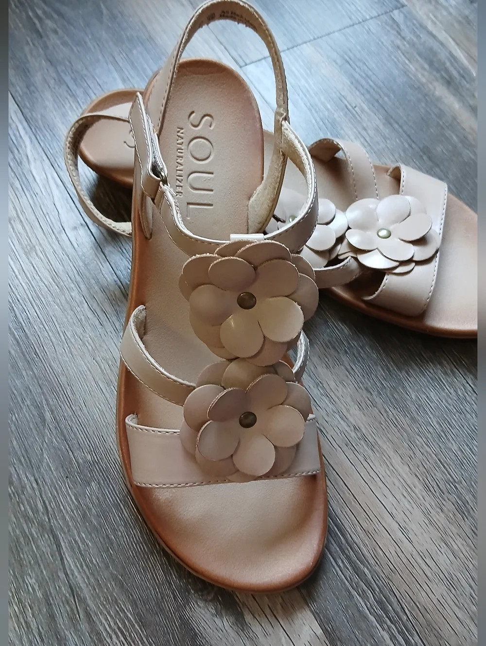 SOUL Naturalizer Beige Floral Slingback Sandals‎